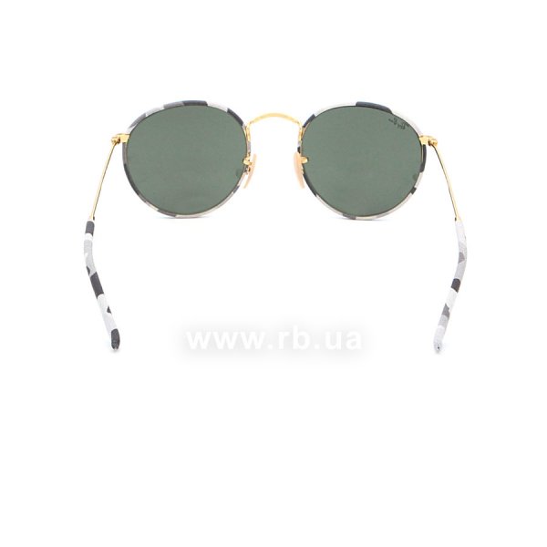   Ray-Ban Round Metal Camouflage RB3447JM-171 Arista/ White/Grey Camouflage |  Natural Green,  