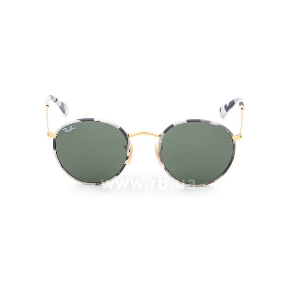   Ray-Ban Round Metal Camouflage RB3447JM-171 Arista/ White/Grey Camouflage |  Natural Green,  
