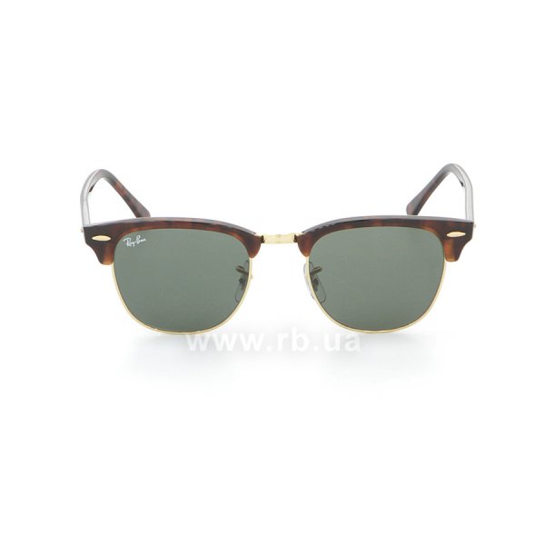   Ray-Ban Clubmaster RB3016-W0366 Mock Tortoise/Arista/Natural Green (G-15XLT),  