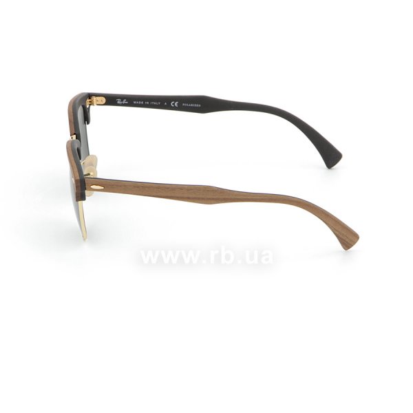   Ray-Ban Clubmaster Wood RB3016M-1181-58 Brown Wood/Arista/Black| Natural Green Polarized,  