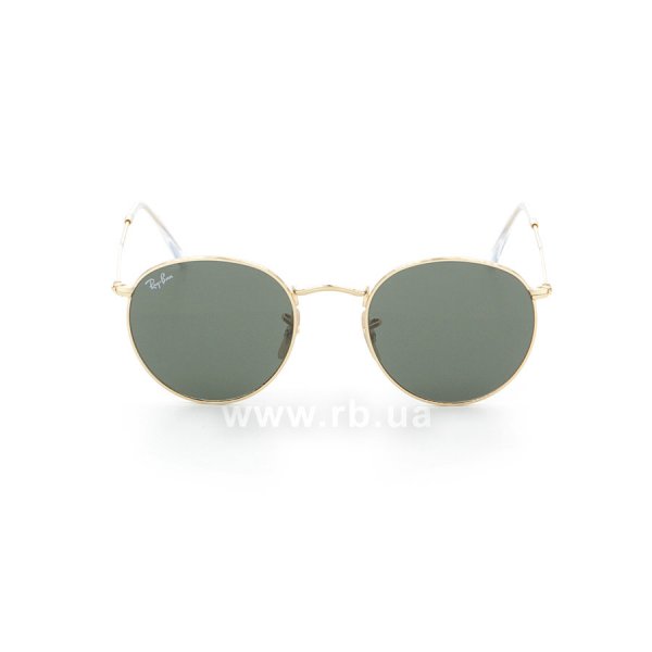   Ray-Ban Round Metal RB3447-001 Arista/Natural Green (G-15XLT),  