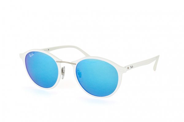   Ray-Ban Round II LightRay RB4242-671-55 White | Multilayer Blue Mirror