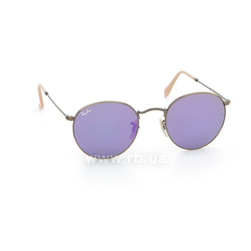 RB3447 167/1M Sunglasses Ray-Ban Round Metal Flash Lenses