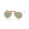 Sunglasses Ray-Ban Craft Outdoorsman RB3422Q-001-M9 Arista/Insert Light Brown Leather | Polar Green GSM P3 Plus