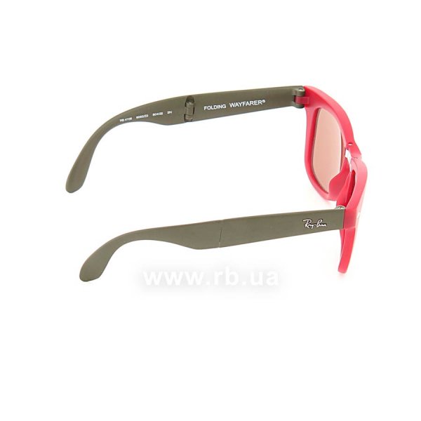   Ray-Ban Folding Wayfarer RB4105-6050-Z2 Matte Red | Brown Mirror Pink,  