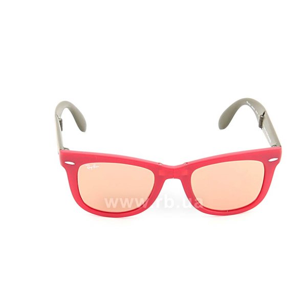   Ray-Ban Folding Wayfarer RB4105-6050-Z2 Matte Red | Brown Mirror Pink,  