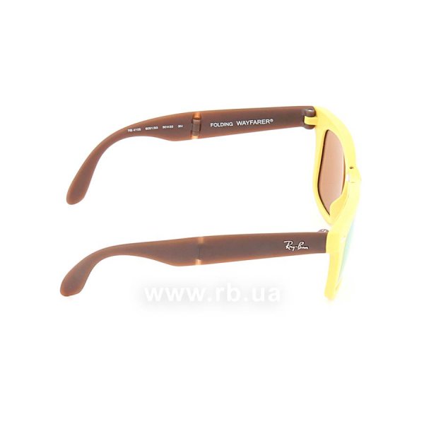   Ray-Ban Folding Wayfarer RB4105-6051-93 Matte Yellow/Matte Brown | Brown Mirror Gold,  