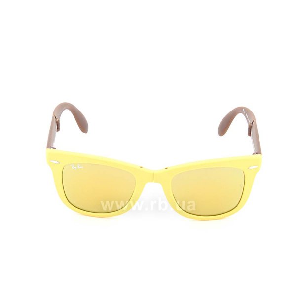   Ray-Ban Folding Wayfarer RB4105-6051-93 Matte Yellow/Matte Brown | Brown Mirror Gold,  