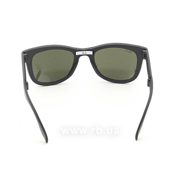   Ray-Ban Folding Wayfarer RB4105-6022-30 Matt Black | Light Blue Mirror,  