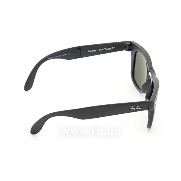  Ray-Ban Folding Wayfarer RB4105-6022-30 Matt Black | Light Blue Mirror,  
