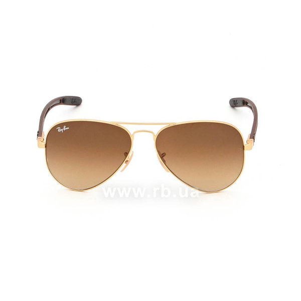 Sunglasses Ray-Ban Aviator Carbon Fibre RB8307-112-85 Matte Gold | Brown Faded Yellow, front view