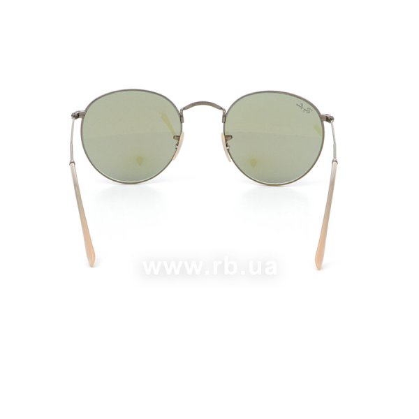   Ray-Ban Round Metal Flash Lenses RB3447-167-68 Matte Bronze| Dark Blue Mirror ,  