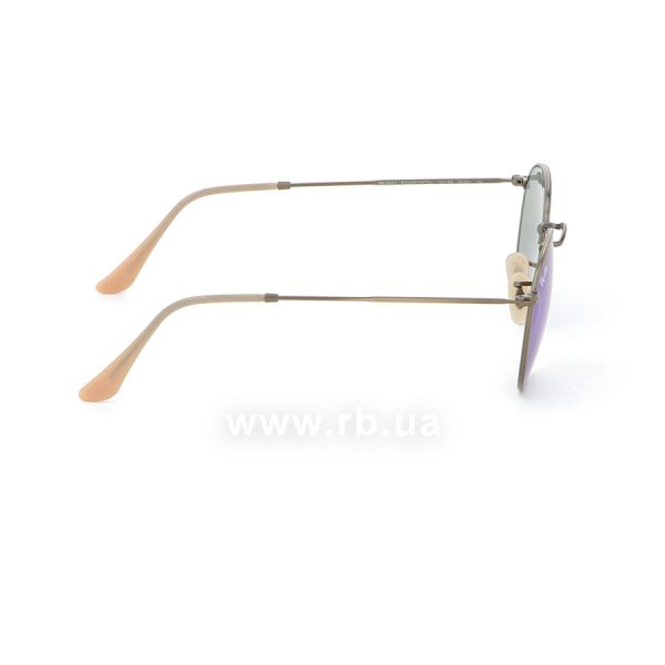   Ray-Ban Round Metal Flash Lenses RB3447-167-68 Matte Bronze| Dark Blue Mirror ,  