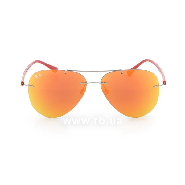   Ray-Ban Aviator LightRay RB8058-159-6Q Silver/Red | Orange Mirror,  