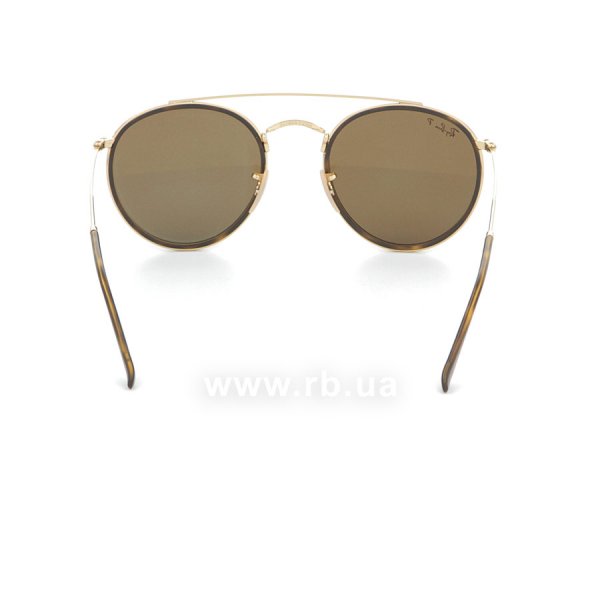   Ray-Ban Round Double Bridge RB3647N-001-57 Arista / Dark Brown | Brown Polarized,  