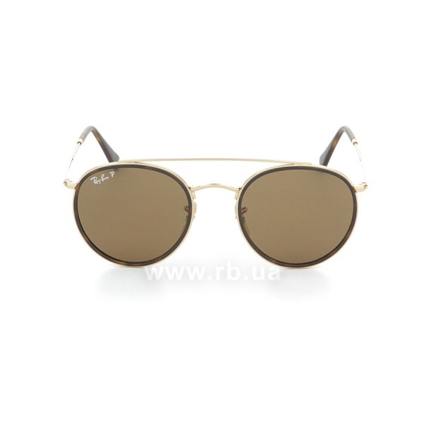   Ray-Ban Round Double Bridge RB3647N-001-57 Arista / Dark Brown | Brown Polarized,  
