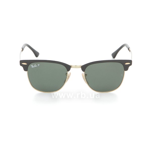   Ray-Ban Clubmaster Metal RB3716-187-58 Black / Arista | Natural Green Polarized,  