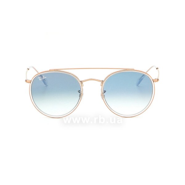   Ray-Ban Round Double Bridge RB3647N-9068-3F Arista | Gradient Light Blue,  