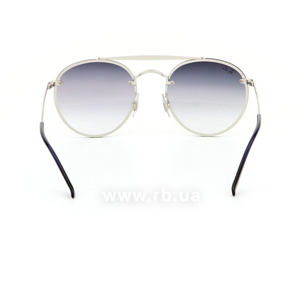   Ray-Ban Round Double Bridge Flat Lenses RB3614N-9142-0U Dark Silver | Gradient Violet Mirror,  