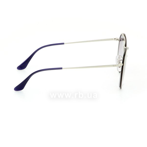   Ray-Ban Round Double Bridge Flat Lenses RB3614N-9142-0U Dark Silver | Gradient Violet Mirror,  