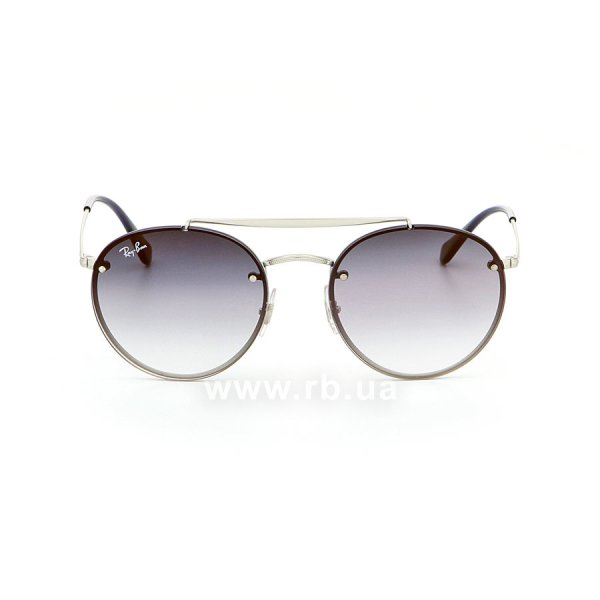   Ray-Ban Round Double Bridge Flat Lenses RB3614N-9142-0U Dark Silver | Gradient Violet Mirror,  