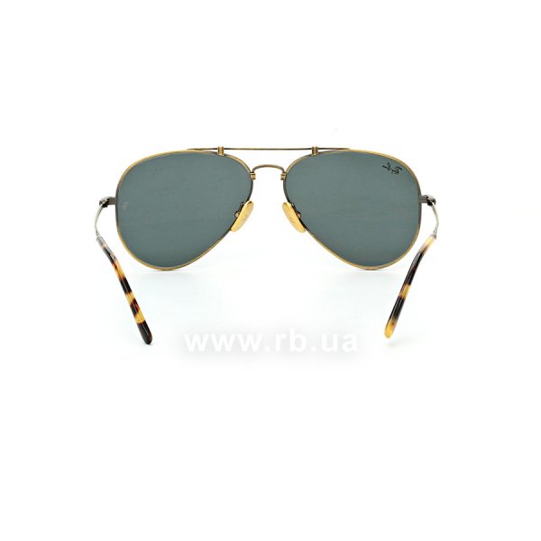   Ray-Ban Aviator Titanium RB8125-9137-57 Dark Antique Gold | Natural Gray,  