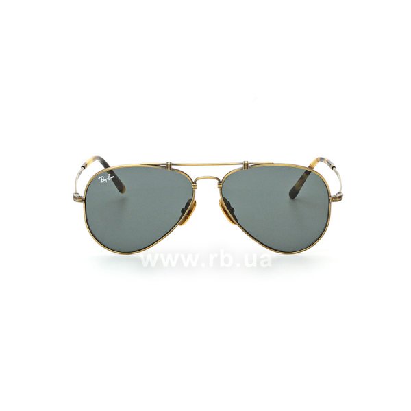   Ray-Ban Aviator Titanium RB8125-9137-57 Dark Antique Gold | Natural Gray,  