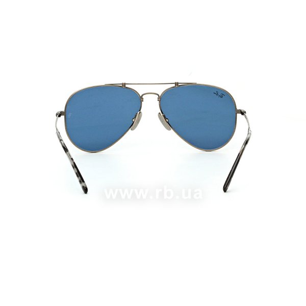   Ray-Ban Aviator Titanium RB8125-9138-T0 Antique Silver | Dark Blue,  