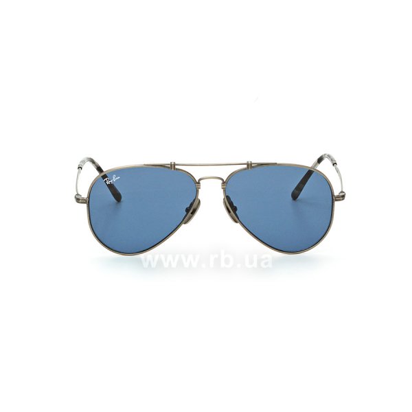   Ray-Ban Aviator Titanium RB8125-9138-T0 Antique Silver | Dark Blue,  