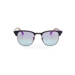 Очки Ray-Ban Clubmaster RB3016-1278-T6 Dark Blue / Havana | Pink-Violet Gradient Mirror, вид спереди