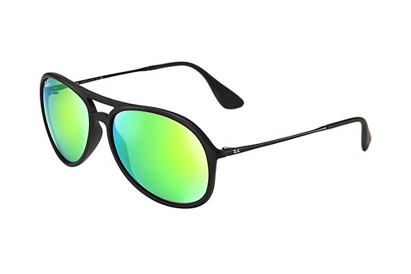 Sunglasses Ray-Ban Alex RB4201-622-3R Black Rubber | Green Mirror Green Solid Color - Mirror