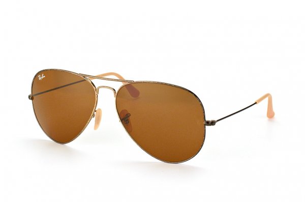   Ray-Ban Aviator Large Metal Distressed RB3025-177-33 Pewter/Natural Brown