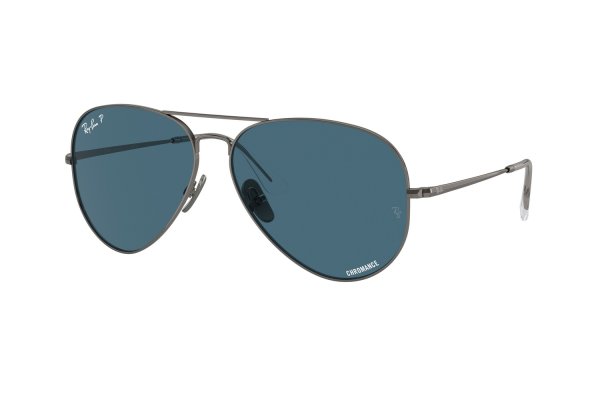   Ray-Ban Aviator Titanium RB8089-165-S2 Dark Gunmetal  | Blue Polarized 