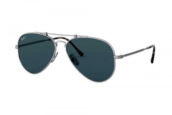   Ray-Ban Aviator Titanium RB8125M-9165 White Gold | Natural Green Polarized