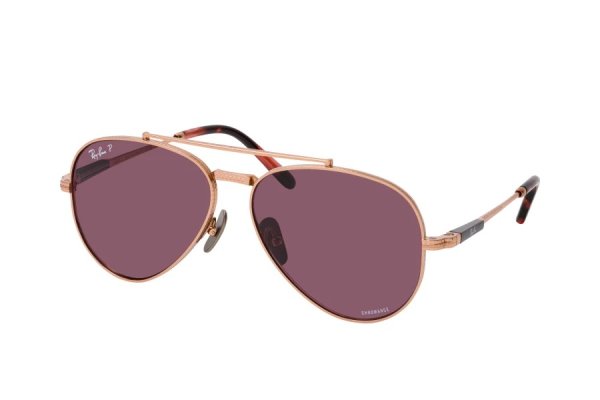   Ray-Ban Aviator Titanium RB8225-3140-AF Bronze | Purple Polarised
