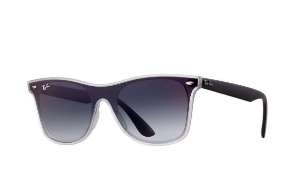   Ray-Ban Blaze Wayfarer RB4440N-6355-U0 Transparent Blue / Black | Grey Gradient Mirror