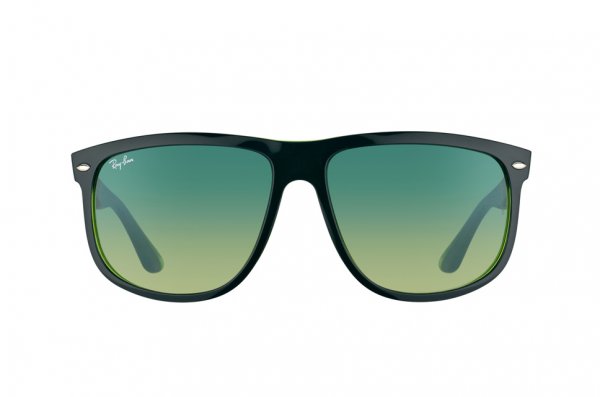  Ray-Ban Boyfriend RB4147-6094-3M Black On Green Transparent | Gradient Green