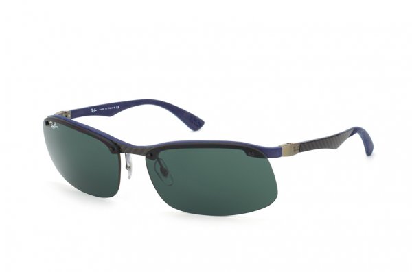   Ray-Ban Carbon Fibre RB8314-124-71 Dark Carbon/Blue Rubber | APX Grey/Green