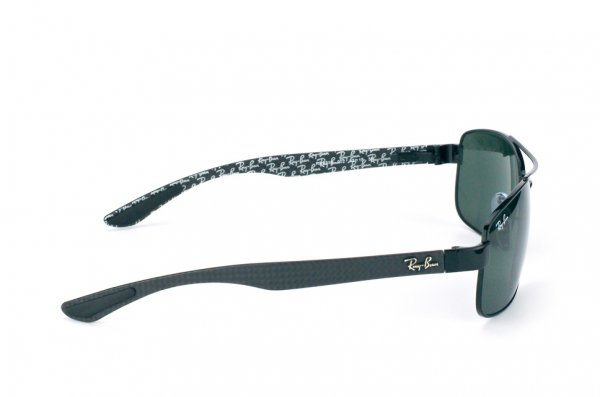   Ray-Ban Carbon Fibre RB8316-002 Carbon Black / White Prints | Natural Green (G-15XLT)