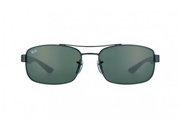   Ray-Ban Carbon Fibre RB8316-002 Carbon Black / White Prints | Natural Green (G-15XLT)