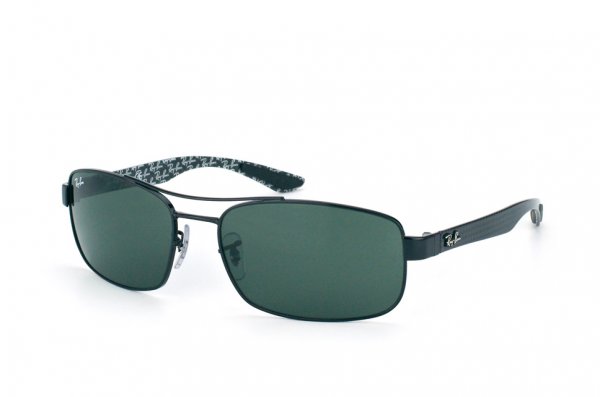   Ray-Ban Carbon Fibre RB8316-002 Carbon Black / White Prints | Natural Green (G-15XLT)