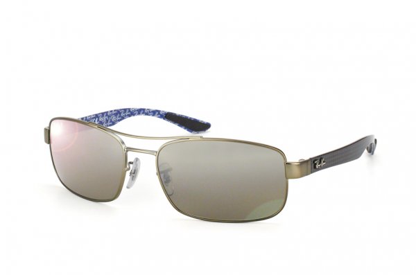   Ray-Ban Carbon Fibre RB8316-029-N8 Matte Gunmetal Prints| Neophan Polar Grey Silver Mirror P3 Plus