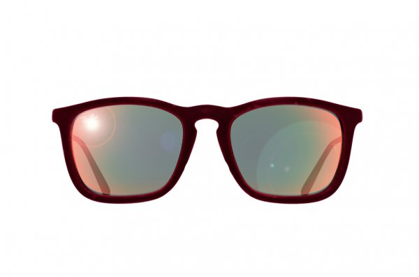   Ray-Ban Chris Velvet RB4187-6078-6Q Velvet Bordeaux/ Gunmetal | grey mirror red/Yellow Solid Color - Mirror