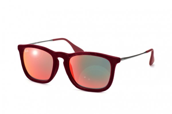   Ray-Ban Chris Velvet RB4187-6078-6Q Velvet Bordeaux/ Gunmetal | grey mirror red/Yellow Solid Color - Mirror