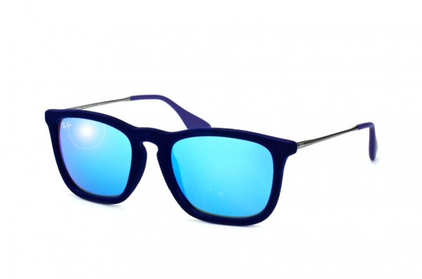   Ray-Ban Chris Velvet RB4187-6081-55 Velvet Blue/Gunmetal |  Dark Blue Mirror Blue Solid Color - Mirror