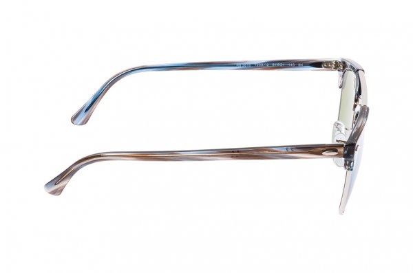   Ray-Ban Clubmaster Double Bridge RB3816-1239-I2 Striped Brown/Blue  | Green Mirror / Gradient Blue