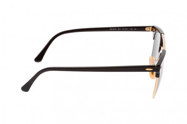   Ray-Ban Clubmaster Double Bridge RB3816-901 Black / Arista  | Natural Green (G-15XLT)
