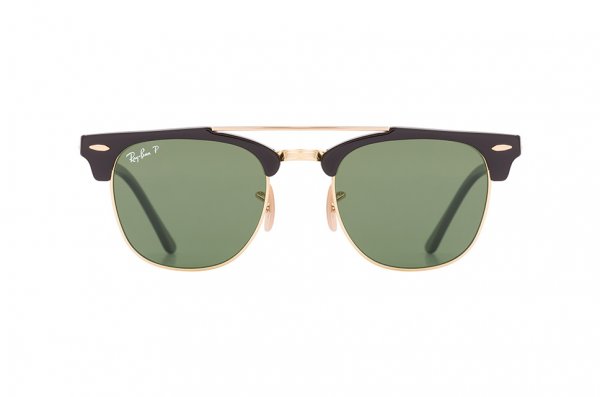   Ray-Ban Clubmaster Double Bridge RB3816-901-58 Black / Arista  | Green Polarized