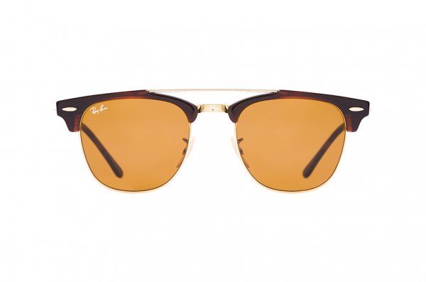   Ray-Ban Clubmaster Double Bridge RB3816-990-33 Arista/Red tortoise | Natural Brown (B-15XLT)