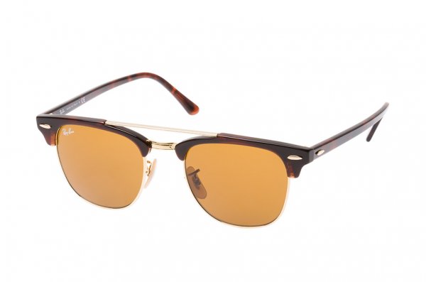   Ray-Ban Clubmaster Double Bridge RB3816-990-33 Arista/Red tortoise | Natural Brown (B-15XLT)